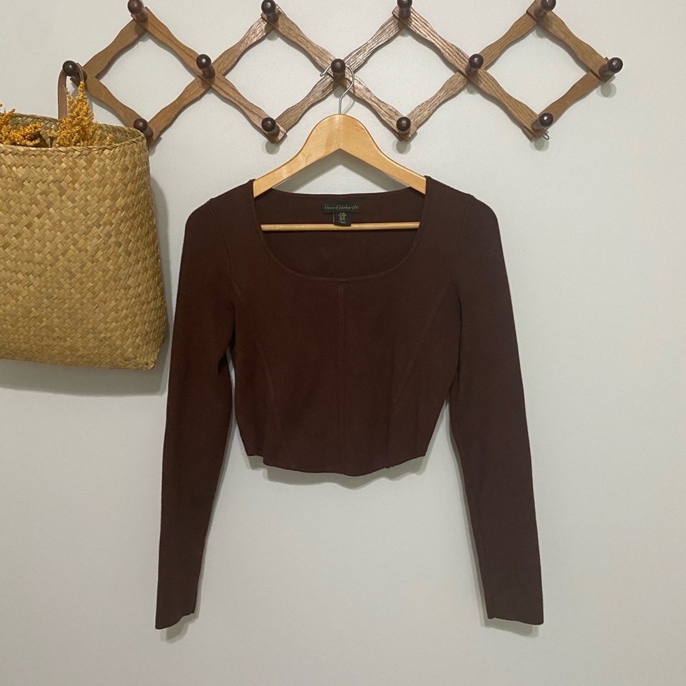 House of Harlow 1960 Chocolate Brown Crop Top
